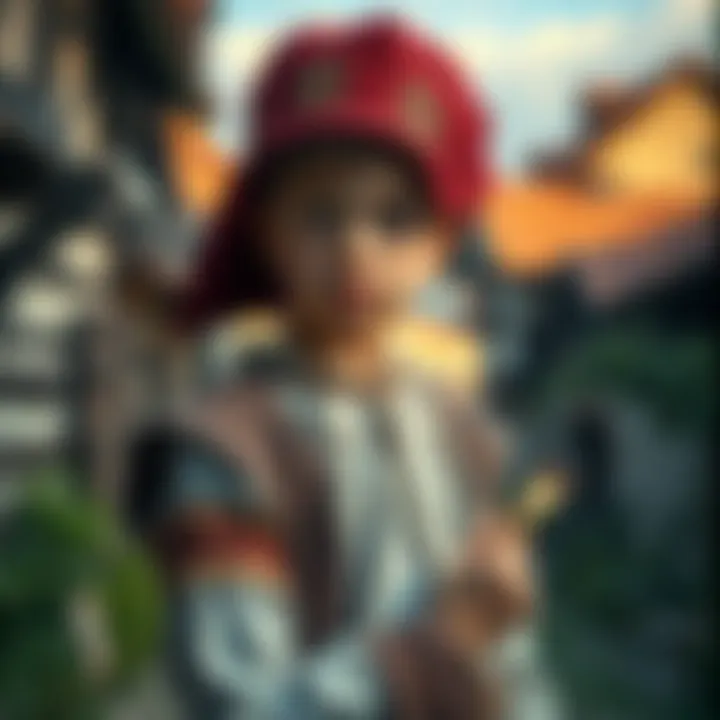 A young boy in medieval attire holding a paintbrush, looking sad and isolated as he stands in a village setting, representing the effects of bullying on his artistic spirit.