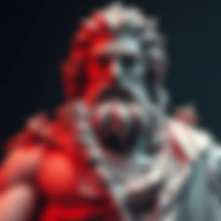 A striking sculpture of Zeus, the king of gods, showcasing his powerful presence and majestic features.