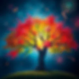 A vibrant tree art piece showcasing colors and textures, reflecting the artist's inspiration and creative process.