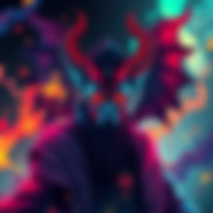 A creative illustration showing an artistic interpretation of Lord Lucifer with vibrant colors and abstract designs, symbolizing inspiration and self-expression.