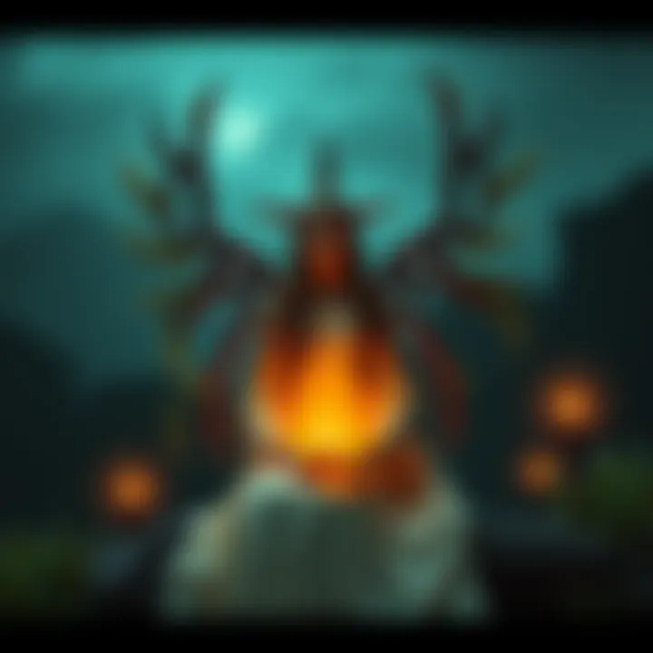 Asherah and Yehwah Concept Artistic representation of Asherah as a figure with nature symbols, symbolizing her connection to Yehwah, in a serene setting.