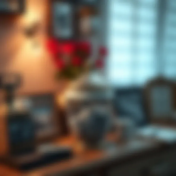 A decorative urn holding ashes sits on a mantle surrounded by personal items, symbolizing the connection to lost loved ones and spiritual presence.