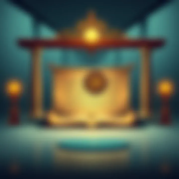 Ashtavakra Gita Illustration A serene depiction of the Ashtavakra Gita with ancient scrolls and a peaceful background, emphasizing its teachings.