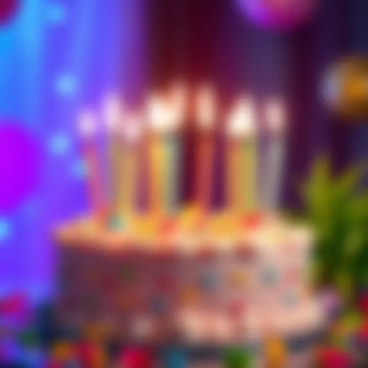 A birthday cake with candles and colorful decorations, symbolizing Ashwin's birthday celebration, with a wish to bring joy to him.