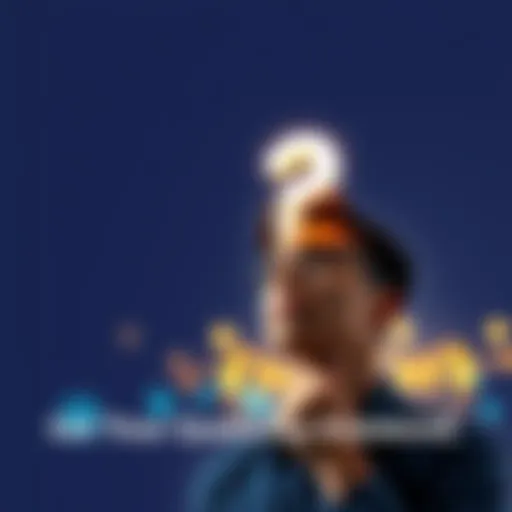A person thinking while holding a question mark above their head, symbolizing seeking answers.