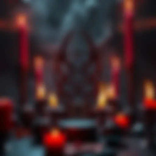 Astaroth's symbol surrounded by candles and ritual items, representing the concept of invoking him for revenge