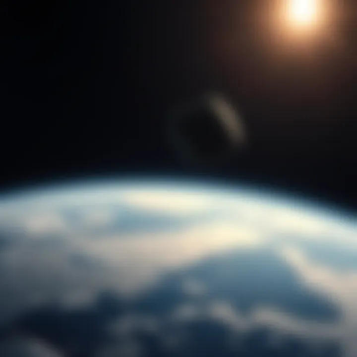 Asteroid Apophis passing close to Earth with a view of the planet below and the vastness of space surrounding it.