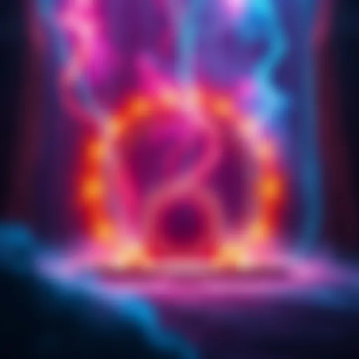 A glowing portal surrounded by vibrant energy colors, symbolizing the opening of a gateway to different realities
