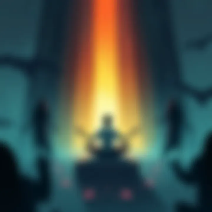 An illustration showing a person in a meditative pose with shadowy figures around, symbolizing astral entities and their potential impact on reality.