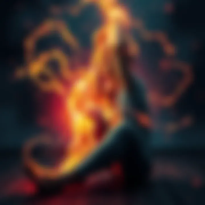 Person experiencing astral harassment A person sitting on the floor with a worried expression, surrounded by swirling energy, showing unusual physical marks on their arms, conveying a sense of distress and confusion.