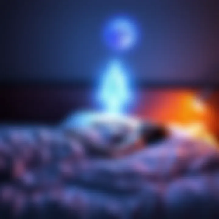 A person lying in bed with a glowing silhouette above them, representing astral projection and out-of-body experiences.