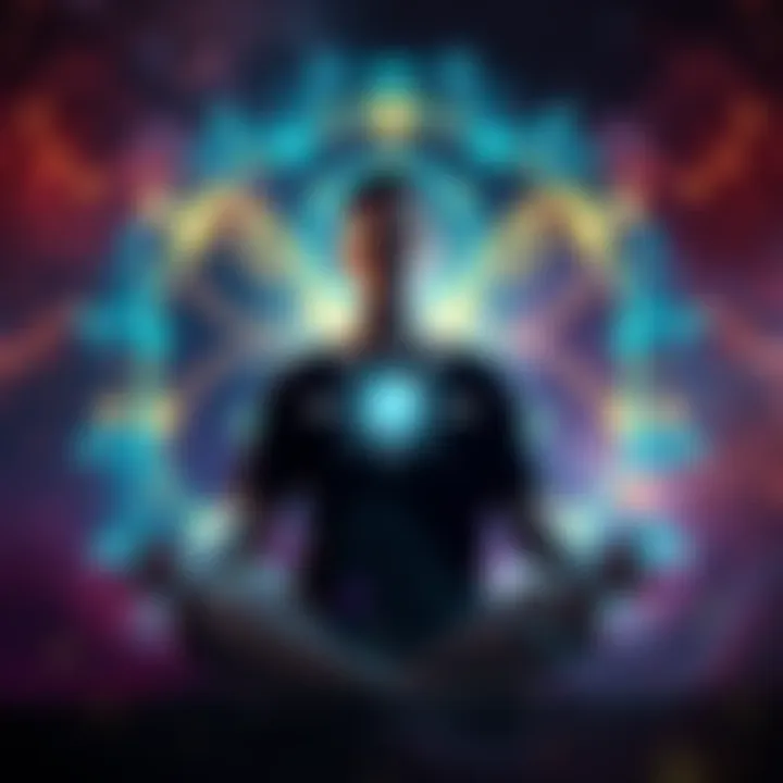 A person meditating with a glowing aura, symbolizing astral projection and spiritual exploration