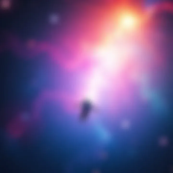 Individual soaring through a vibrant, starry sky during an astral journey, with wisps of light surrounding them.