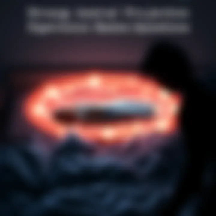 A person lying in bed with a faint glow around them, symbolizing an out-of-body experience, while a shadowy figure appears to pull them back.