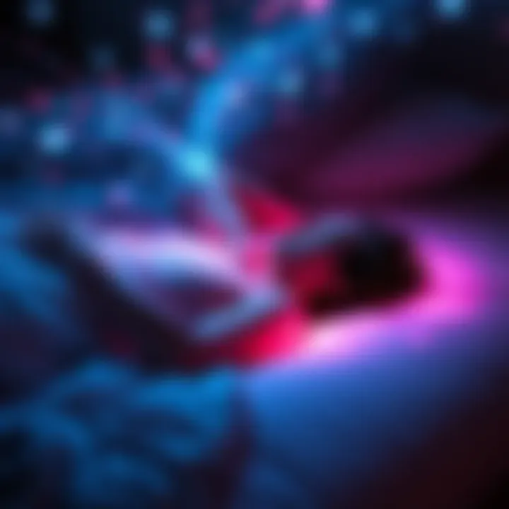 Person experiencing astral projection A person lying on a bed with a glowing aura, representing an out-of-body experience.