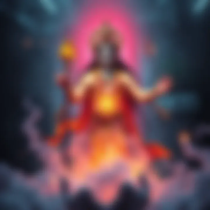 A representation of Hanuman as a glowing figure of light in a spiritual realm during an astral projection experience