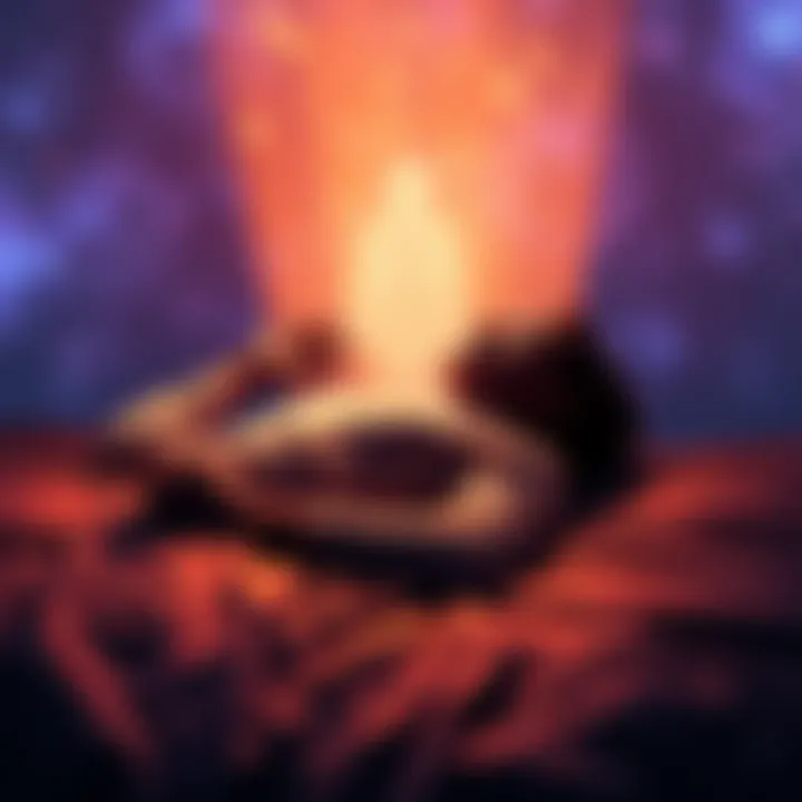 A person lying down with a glowing silhouette above their body, symbolizing astral projection.