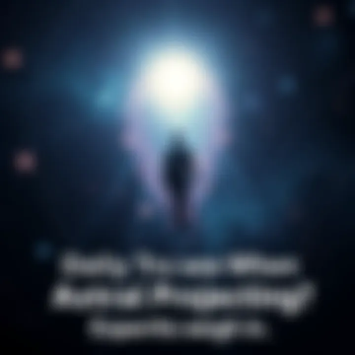 Astral Projection Visualization A person floating above their body, surrounded by a soft glow, with stars and cosmic elements in the background representing astral projection.