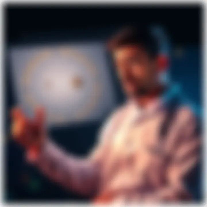 An astrologer points at a chart showcasing Jupiter lines, expressing concern over luck and health aspects, with a contemplative expression.