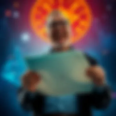 An astrologer with a welcoming smile, holding a star map and inviting people for free astrological readings.