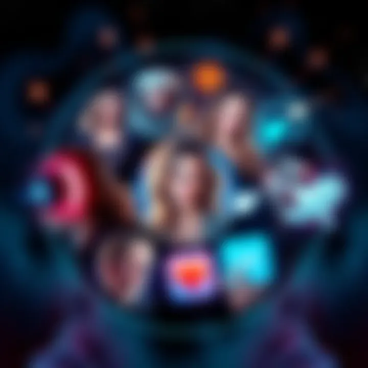 A collage of various astrologers sharing insights on social media platforms, with zodiac symbols in the background.