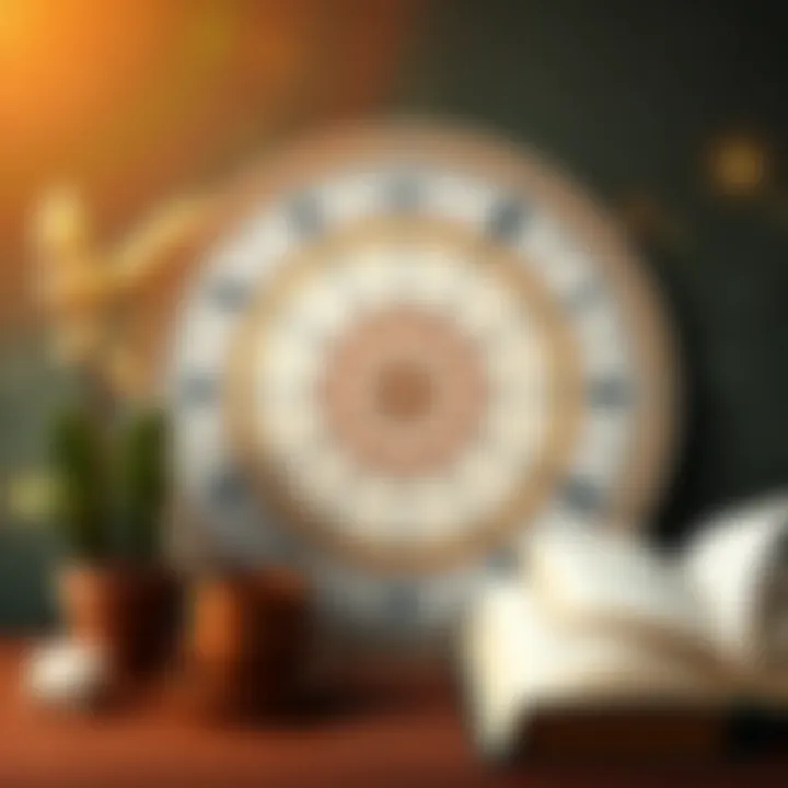 Astrological Chart with Growth Elements An astrological chart surrounded by symbols of personal growth like a plant and books, illustrating the theme of transcending astrological traits through self-improvement.