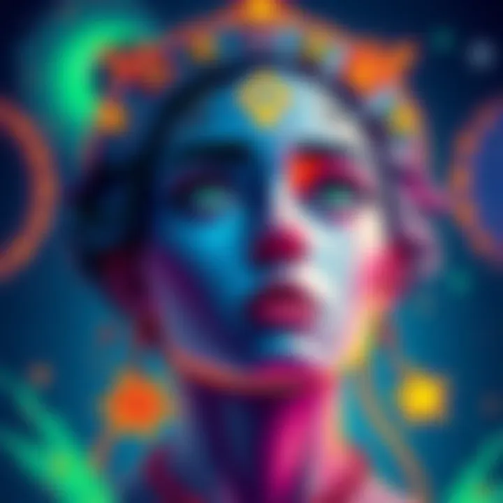 Astrological Portrait by Yokailia A colorful portrait representing astrological themes, with celestial symbols and stars, created by artist Yokailia.