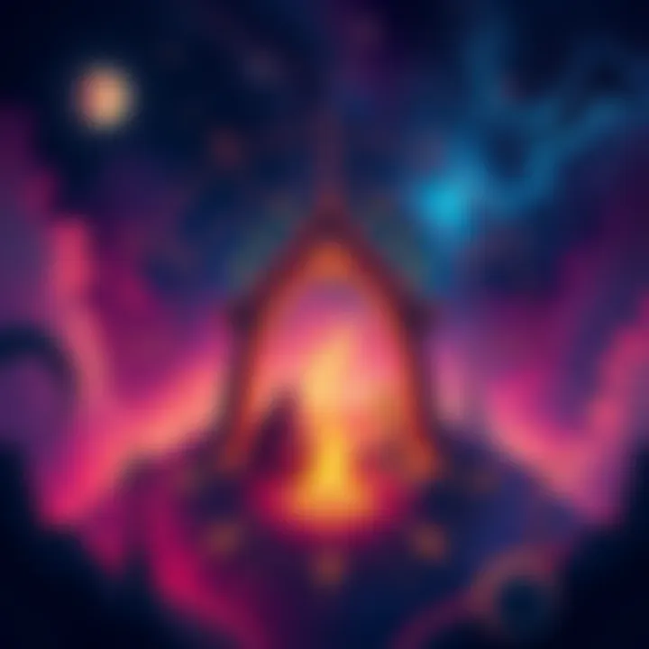 A mystical illustration representing the 8th House in astrology, featuring symbols of transformation, intimacy, and the occult, surrounded by a cosmic backdrop.