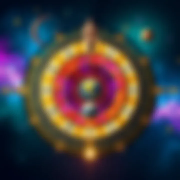 A colorful illustration of an astrological birth chart with zodiac symbols and planets