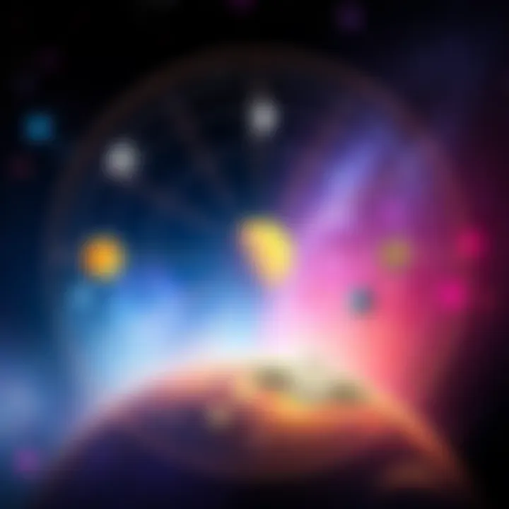 Astrological Birth Chart Elements Illustration of a birth chart showing the Sun, Moon, Mercury, Venus, Jupiter, and Saturn in the first house, representing various personality traits.