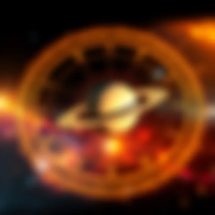 An astrological birth chart featuring the Saturn symbol, highlighting personal growth and solar return insights.