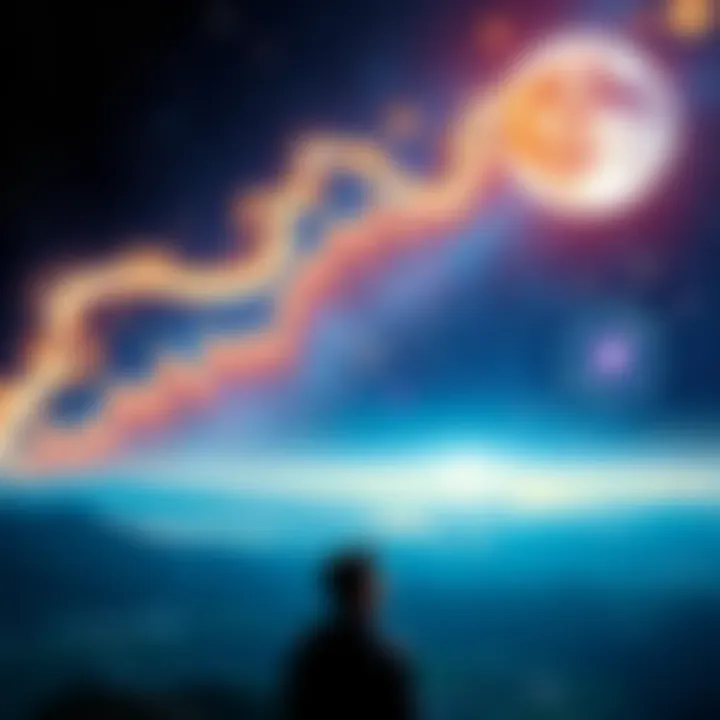 A person looking at a starry sky with zodiac signs, reflecting on career choices and personal growth.