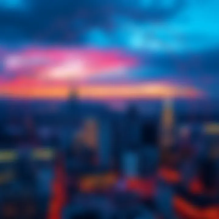 Astrological Chart with Cityscapes An astrological chart overlaying images of various city skylines, symbolizing the impact of relocation on astrology