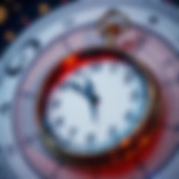 A close-up of an astrological chart with a clock showing various birth times, highlighting the importance of accuracy in astrology.
