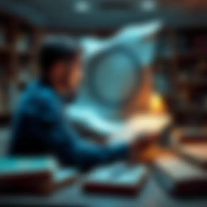 A person studying their astrological chart, searching for life and career guidance, surrounded by astrology books and notes.