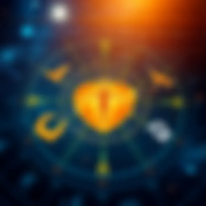 An astrological chart with health-related symbols and zodiac signs, illustrating the connection between chronic illness and personal horoscopes.