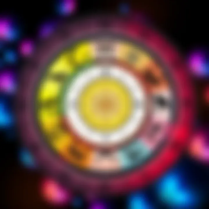 Astrological Chart with House Placements A colorful astrological chart displaying different house placements and zodiac signs, illustrating the influence on personality and life events.