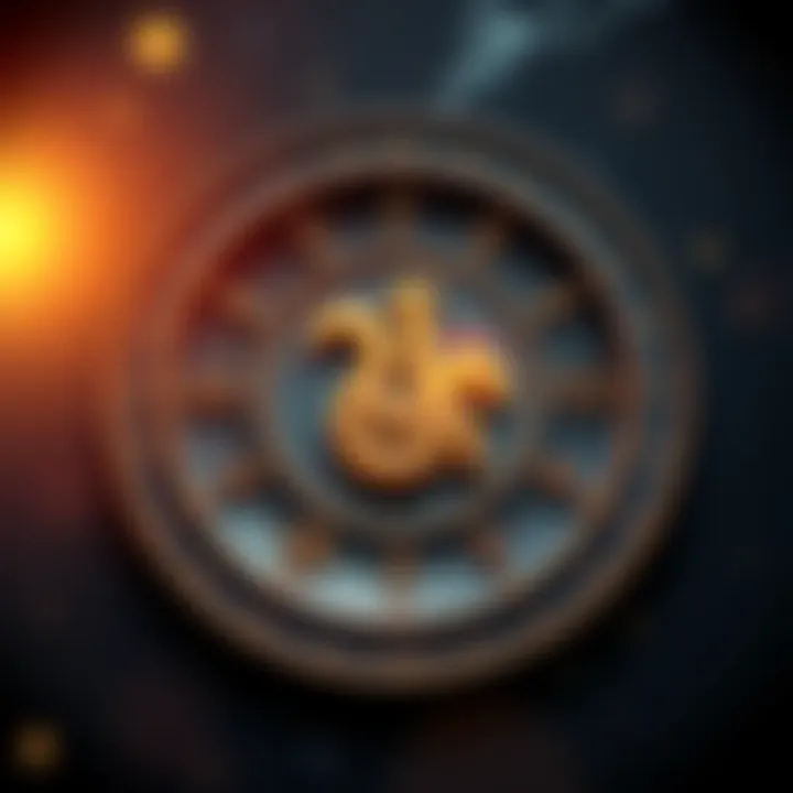 An astrological chart showing the Ketu symbol surrounded by zodiac signs, representing personal growth and transformation phases.
