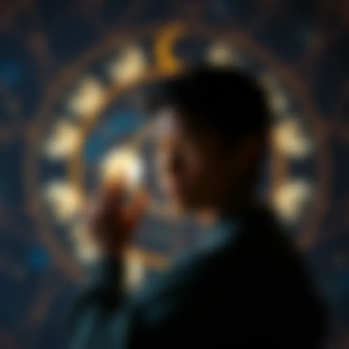 Astrological chart and moon phases A person examining their astrological chart with moon phases around them, expressing curiosity about their Capricorn traits.