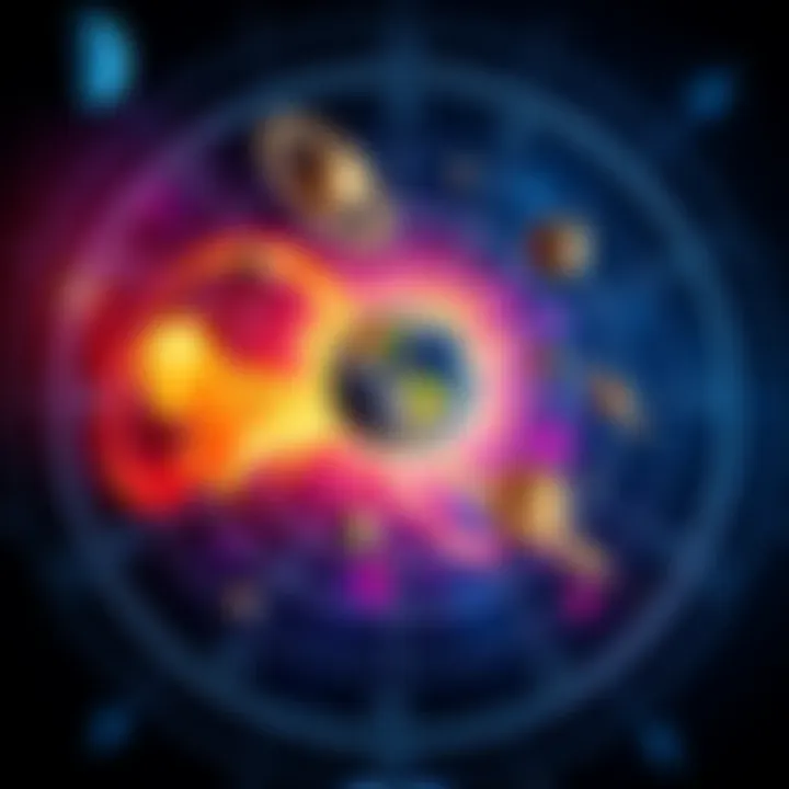 A colorful astrological chart showing different planets and their positions, indicating the influences on personality and life.