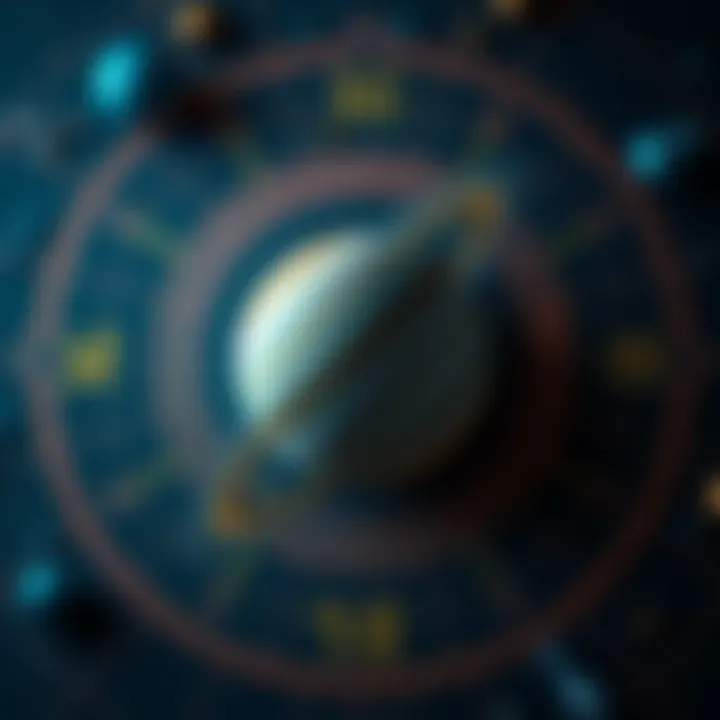 An astrological chart showing Saturn positioned in Aries, symbolizing personal growth and cosmic influence.