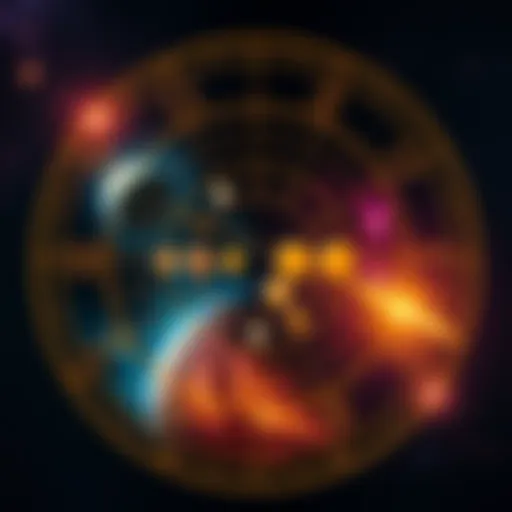 An astrological chart showing a 12-hour stellium, with symbols representing planets aligned in one section, surrounded by zodiac signs.