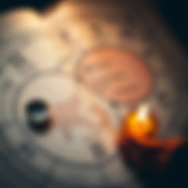 Astrological Chart with Warning Signs A close-up of an astrological chart showing specific alignments that may indicate self-harm or suicidal tendencies alongside a candle and a comforting presence symbolizing support.