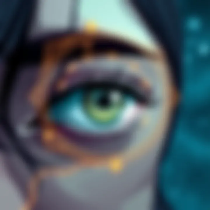 An illustration showing beautiful eyes with astrological symbols around them, highlighting Venus and moon placements.