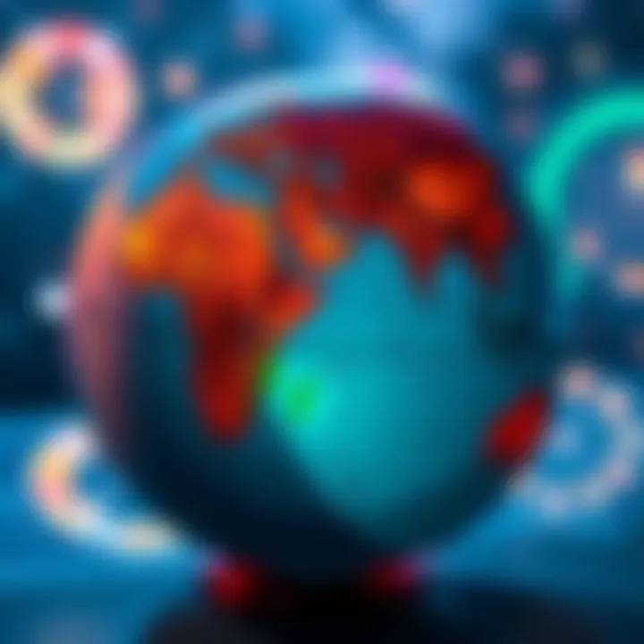 A globe with a horoscope chart overlay, symbolizing the connection between moving abroad and astrological influences.
