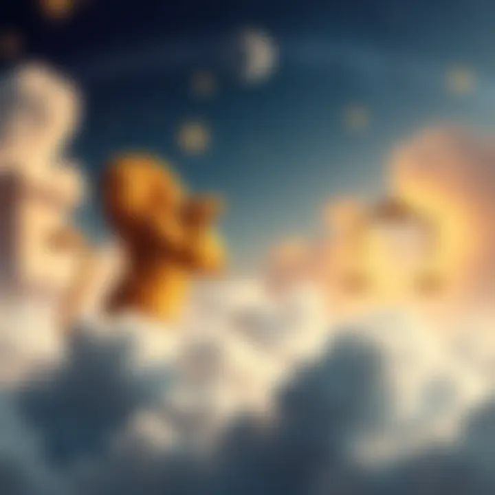 A peaceful scene depicting Leo and Libra zodiac symbols surrounded by calming elements like stars and clouds, illustrating the connection between astrology and emotional well-being.