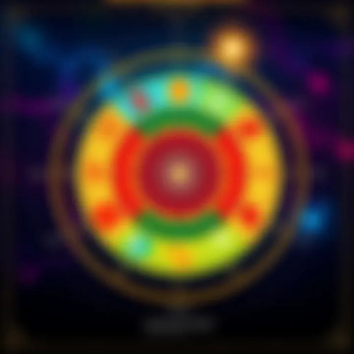 A colorful chart displaying the twelve astrological signs along with their symbols and brief descriptions of each sign's traits.