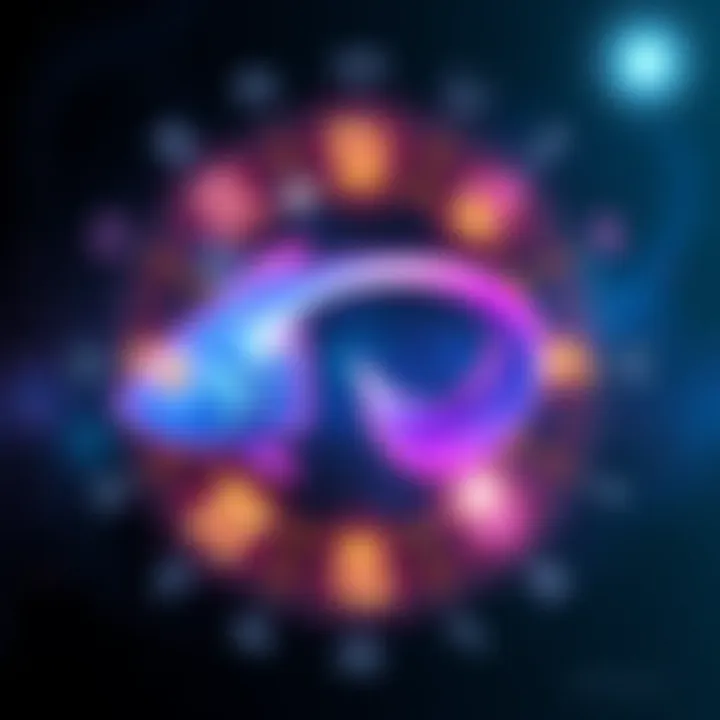 Astrological Signs Compatibility Illustration of Pisces sign surrounded by complementary zodiac signs, showing love and harmony in relationships.