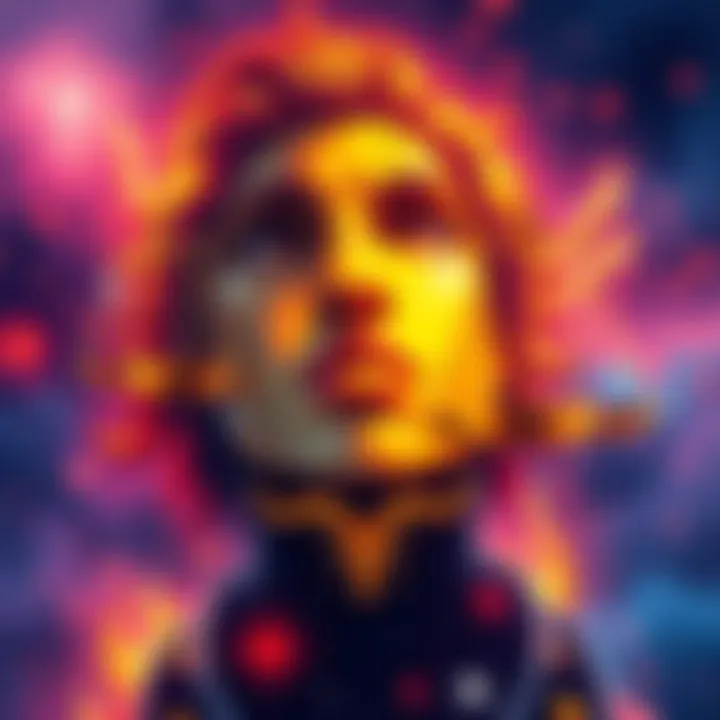 An artistic representation of a Leo Sun, Libra Moon, and Taurus Rising with symbols of fire, air, and earth