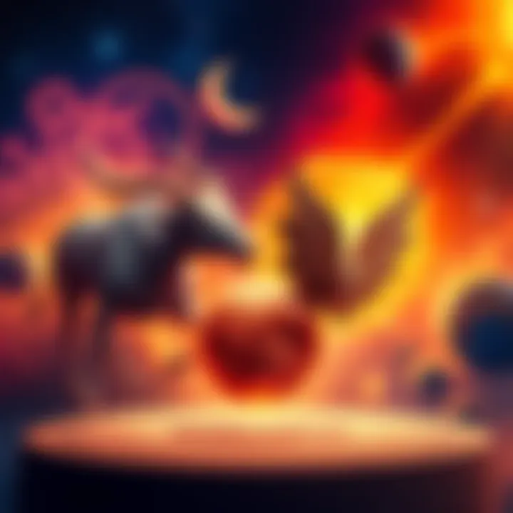 An artistic depiction of Taurus sun and moon symbols with a Gemini rising sign, showcasing their elements and connections in astrology.